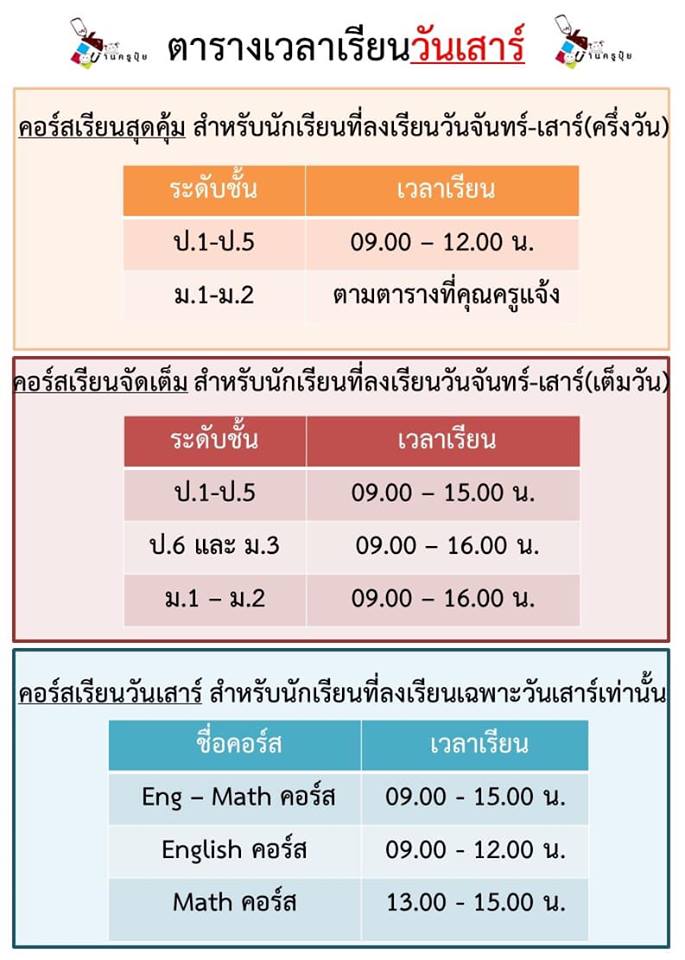 แจ้งวันชำระค่าเรียน