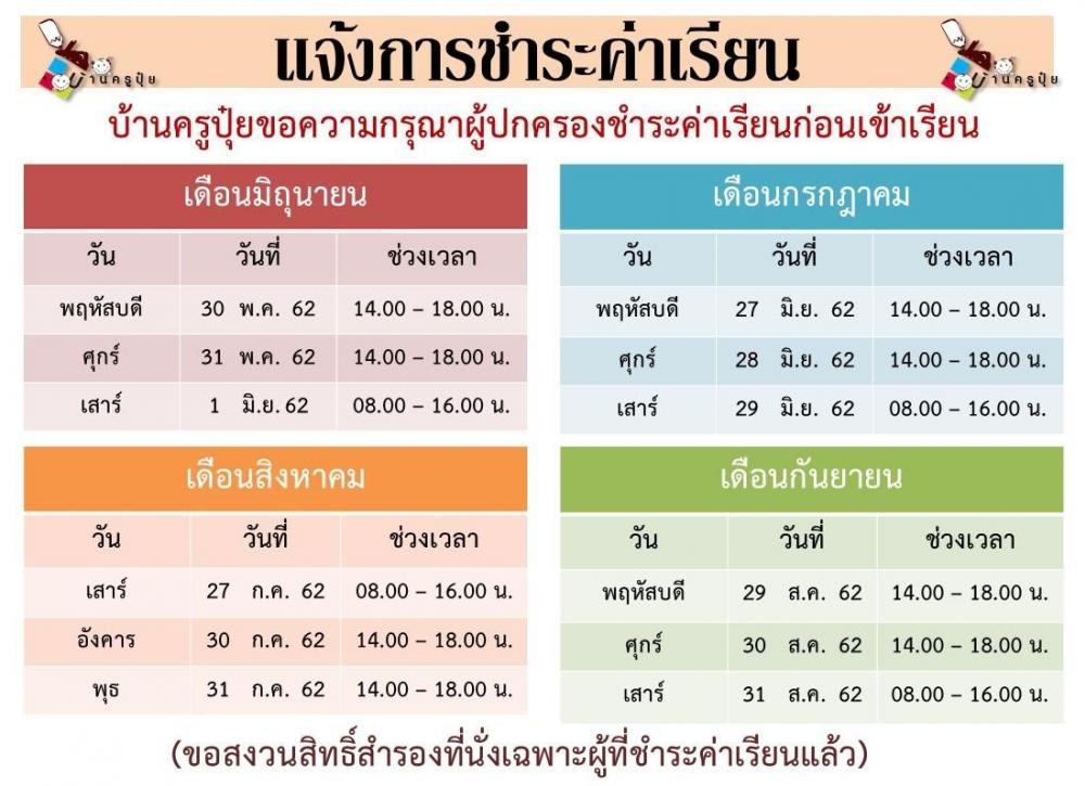 การชำระค่าเรียนที่ตรงเวลา